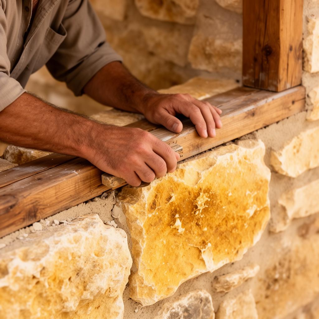 Traditional craftsmanship during the restoration